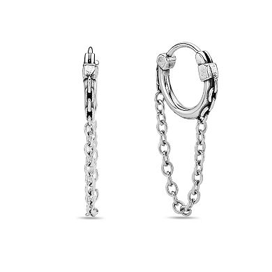 Men's LYNX Stainless Steel Hoop Chain Earrings