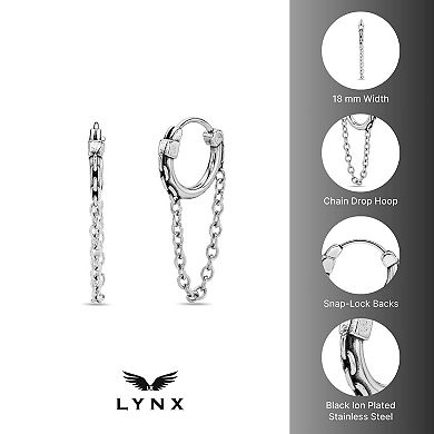 Men's LYNX Stainless Steel Hoop Chain Earrings