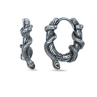 Men's LYNX Stainless Steel Snake Coil Hoop Earrings