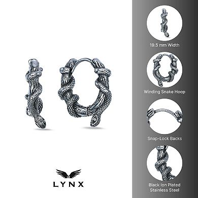 Men's LYNX Stainless Steel Snake Coil Hoop Earrings