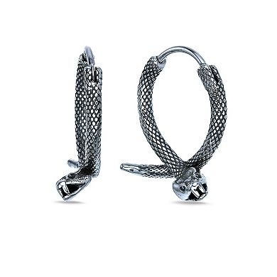 Men's LYNX Stainless Steel Snake Hoop Earrings