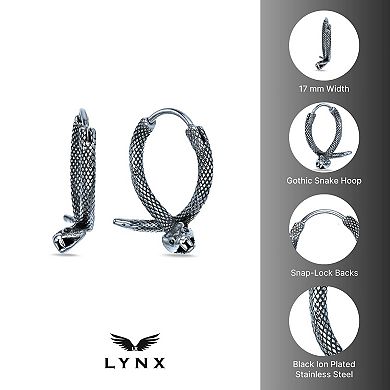 Men's LYNX Stainless Steel Snake Hoop Earrings