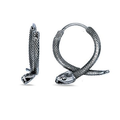 Men's LYNX Stainless Steel Snake Hoop Earrings