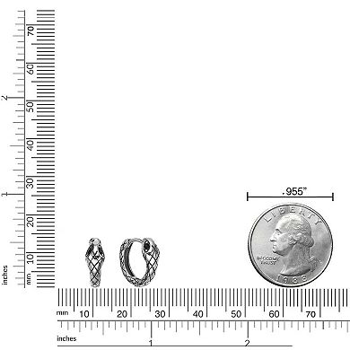 Men's LYNX Stainless Steel Cubic Zirconia Snake Hoop Earrings