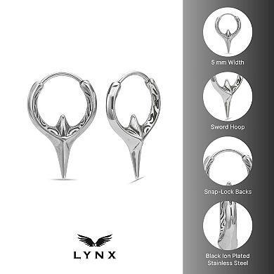 Men's LYNX Stainless Steel Spike Hoop Earrings