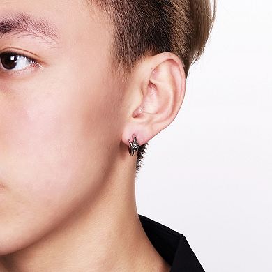 Men's LYNX Stainless Steel Skull Hoop Earrings