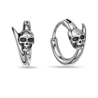 Men's LYNX Stainless Steel Skull Hoop Earrings