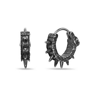 Men's LYNX Stainless Steel Spike Hoop Earrings
