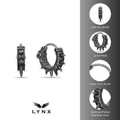 Men's LYNX Stainless Steel Spike Hoop Earrings