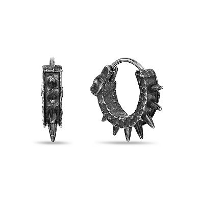 Men's LYNX Stainless Steel Spike Hoop Earrings