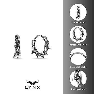 Men's LYNX Stainless Steel Thorn Hoop Earrings