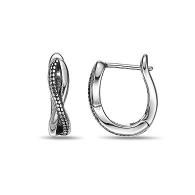 Men's LYNX Black Ion Plated Stainless Steel Hoop Earrings