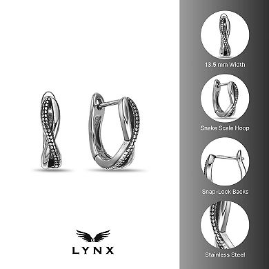 Men's LYNX Black Ion Plated Stainless Steel Hoop Earrings