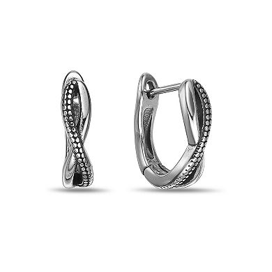 Men's LYNX Black Ion Plated Stainless Steel Hoop Earrings