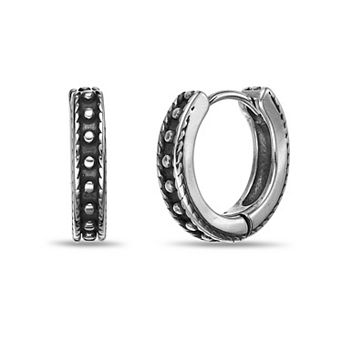 Men's LYNX Black Ion Plated Stainless Steel Hoop Earrings