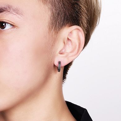 Men's LYNX Black Ion Plated Stainless Steel Hoop Earrings