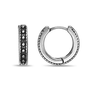 Men's LYNX Black Ion Plated Stainless Steel Hoop Earrings