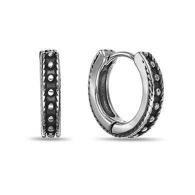Men's LYNX Black Ion Plated Stainless Steel Hoop Earrings