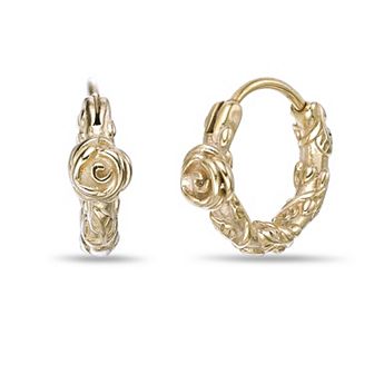 Men's LYNX Gold Tone Ion Plated Stainless Steel Swirl Hoop Earrings