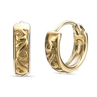 Men's LYNX Gold Tone Ion Plated Stainless Steel Hoop Earrings