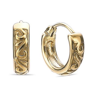 Men's LYNX Gold Tone Ion Plated Stainless Steel Hoop Earrings