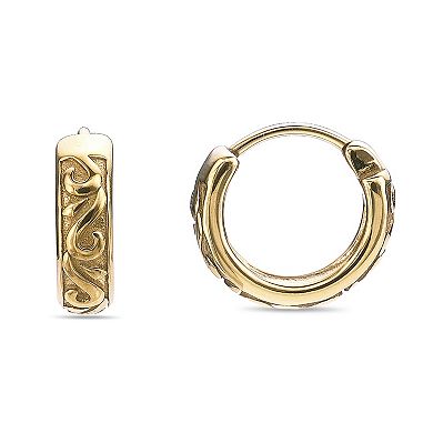 Men's LYNX Gold Tone Ion Plated Stainless Steel Hoop Earrings