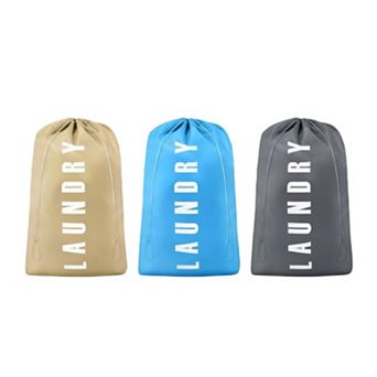 Heavy Duty Laundry Bag Clothes Organizer w/ Drawstring Closure 3 pc