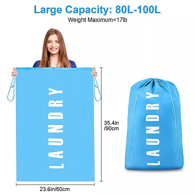 Heavy Duty Laundry Bag Clothes Organizer w/ Drawstring Closure 3 Pcs