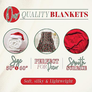 Elegant Comfort Holiday Velvet Plush Blanket Throw 50 X 60 Inches