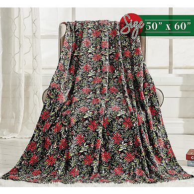 Elegant Comfort Holiday Velvet Plush Blanket Throw 50 X 60 Inches
