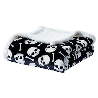 Elegant Comfort Halloween Sherpa Throw Blankets Velvelty Feel,50 X60 SkullsBones