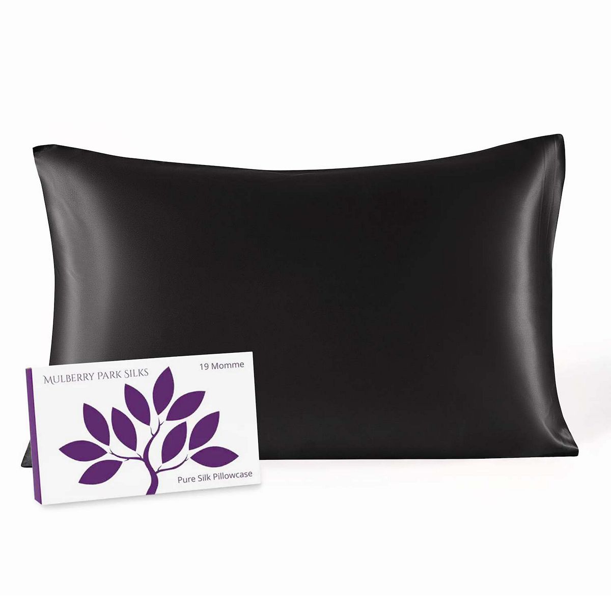 19 Momme, 100% Silk Pillowcase with Envelope Closure - Black, KING