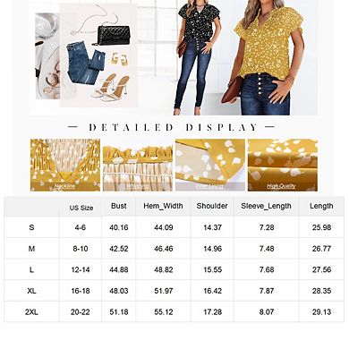 Women's Fashion Short Sleeve V-neck Chiffon Blouse