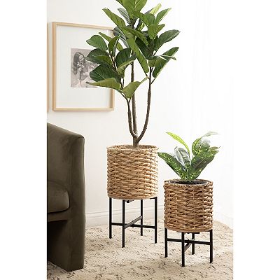 hanging plant basket stand Outsunny Metal Tall Plant Stand with Trellis and Hanging Bar, Plant Holder for Indoor Outdoor Use, 36" x 12.8" x 74", Black