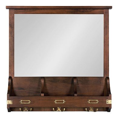 Stallard Wood Wall Mirror with Hooks