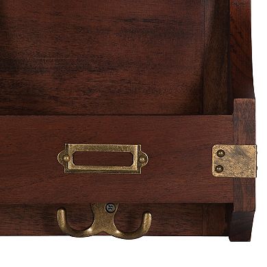 Stallard Wood Wall Mirror with Hooks