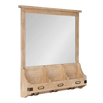 Stallard Wood Wall Mirror with Hooks