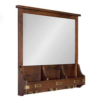 Stallard Wood Wall Mirror with Hooks