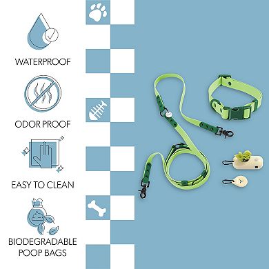 Luna Adjustable 6-in-1 Waterproof Hands-Free Leash and Collar with LED Flashlight