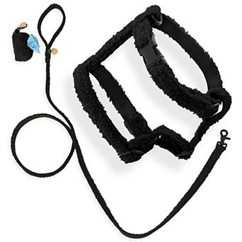 Teddy Bouclé Adjustable H Harness and Leash Walk Set with Poop Bag Pouch