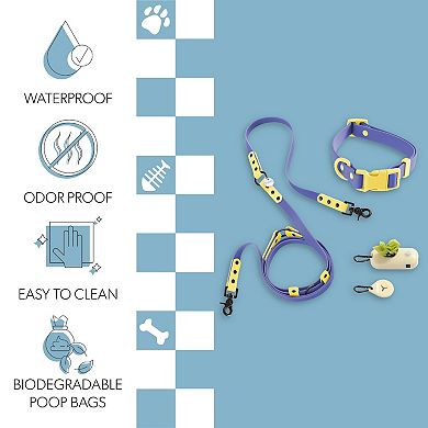 Luna Adjustable 6-in-1 Waterproof Hands-Free Leash and Collar with LED Flashlight