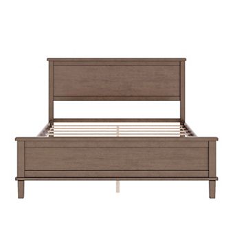 Merax Mid-Century Wood Platform Bed with Headboard and Wood Slat Support