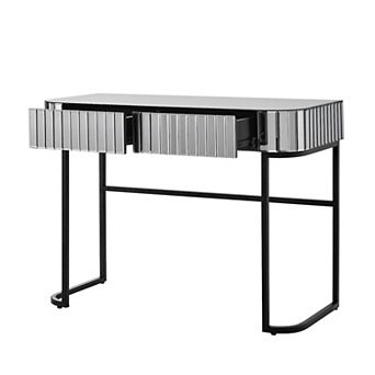 Merax 39" Mirrored Makeup Vanity Table with Stainless Steel Base