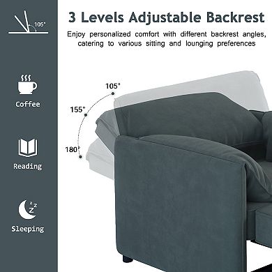 Merax 3-in-1 Convertible Sleeper Chair Adjustable Backrest with Thicked Cushions