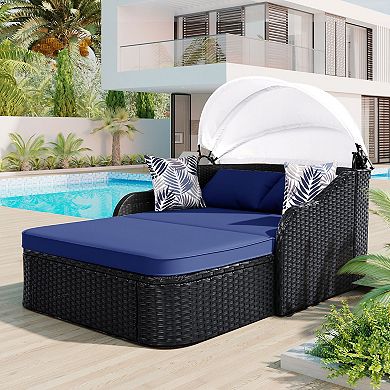 Merax 79.9" Outdoor Sunbed with Adjustable Canopy