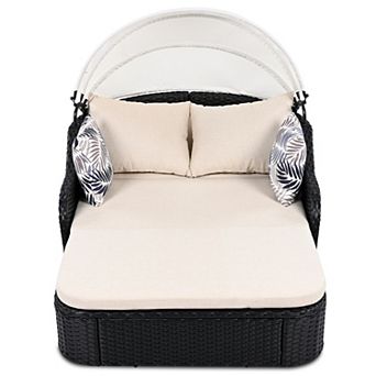 Merax 79.9" Outdoor Sunbed with Adjustable Canopy