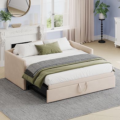Merax Twin Size Daybed with Extended Pop Up Trundle