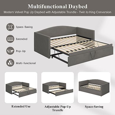 Merax Twin Size Daybed with Extended Pop Up Trundle