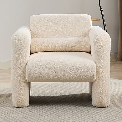 Merax Modern Accent Chair Lambskin Sherpa Fabric Upholstered Comfy Reading Arm Chair