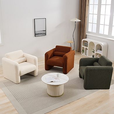 Merax Modern Accent Chair Lambskin Sherpa Fabric Upholstered Comfy Reading Arm Chair